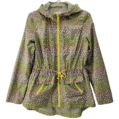 Mossimo Rain Jacket Women's M Olive Green & Pink Water Resistant Lined Geometric • $9.77