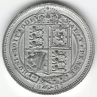 1887 Queen Victoria Jubilee Silver Sixpence Coin Shield Fine Condition Qv66 • £24