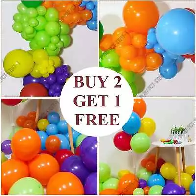 Rainbow Party Balloons 100X Pack Multicolored Latex Balloons Assorted Colors Uk • £0.99