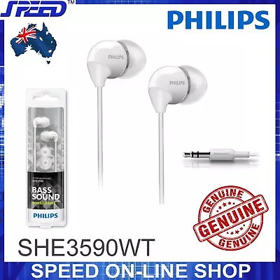 $32.95 • Buy PHILIPS SHE3590WT Headphones Earphones - Extra Bass - WHITE Color - GENUINE 