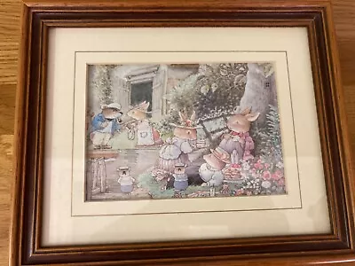 Cute Wooden Frame 3D Animal Picnic Picture Approx. 24cm X 20cm • £10.99