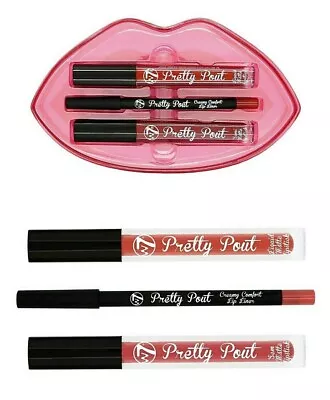 W7 Pretty Pout Deep Berry Lip Gift Set ~ Liquid Lipstick Lip Liner & Lipstick • £14.99