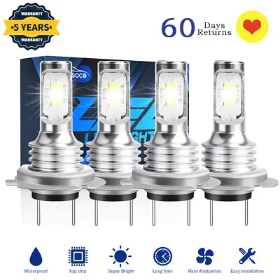 4x H7 LED Headlight Bulbs Kit High Low Beam 65W 70000LM Super Bright 6000K White • $29.99