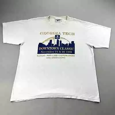 Vintage Georgia Tech T-Shirt Mens XL Cream Basketball Classic College Reebok 90s • $9