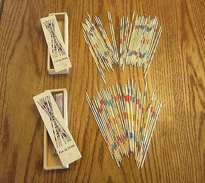 2 Sets Of New Wood Pick Up Sticks With Wooden Box Pick-up Mikado Spiel Game • $7.36