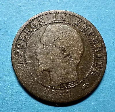 1857-A France 5 Centimes - Napoleon III Emperor - KM#777.1 - Minted In Paris • $4.99