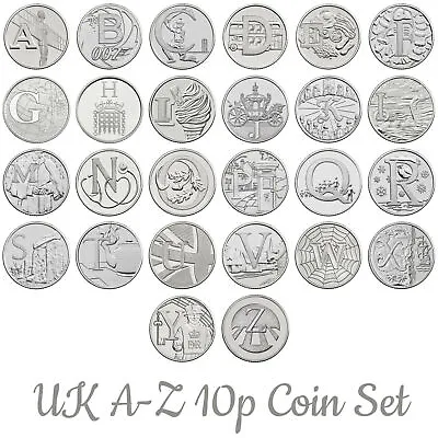UK Alphabet A - Z 10p Ten Pence Coins From 2018 Circulated Or Better Angel Bond • £4.85