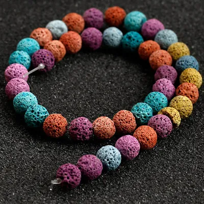 Volcanic Lava Gemstone Beads Lava Stone Beads For Jewelry Making 6/8/10/12mm • £3.20
