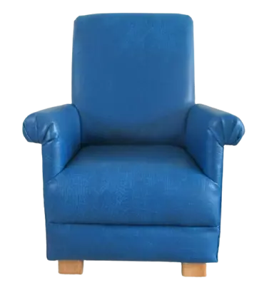 Blue Faux Leather Child's Chair Nursery Children Armchair Kids Bedroom Small New • £125.95