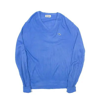 Vintage IZOD LACOSTE Jumper Blue 70s V-Neck Mens XL • £37.99