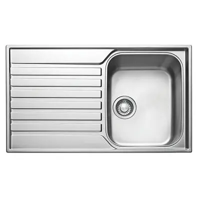 Kitchen Sink Stainless Steel 1 Tap Hole 1 Bowl Silk Finish Rounded Edges D510 Mm • £98.99