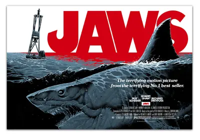 Jaws Steven Spielberg Luke Preece Movie Poster Lithograph Print Art 36x24 Mondo • $131.99