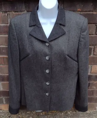 Vintage Valentino Miss V Jacket Women 16 Gray Cashmere Wool Blazer Italy Coat • $28.88