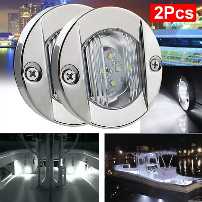 2Pcs Marine Boat 6 LED Deck Courtesy Lights Round White Stern Transom Light 12V • $10.98