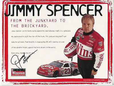 Jimmy Spencer Signed 8.5 X 11 Inch Photo NASCAR Racing Race Car Driver • $20