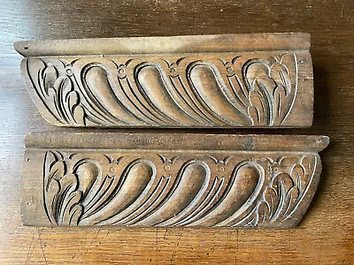 £30 • Buy 2 Antique Carved Wooden Panels / Mouldings Vintage 