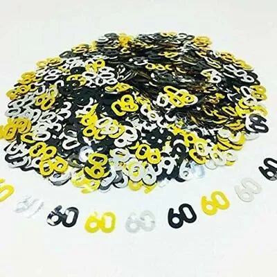£2.49 • Buy 60th Birthday Black Gold Table Confetti / Age 60 Table Sprinkle Decorations