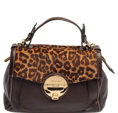 MICHAEL Michael Kors Brown Leather And Calfhair Margo Top Handle Bag • $45
