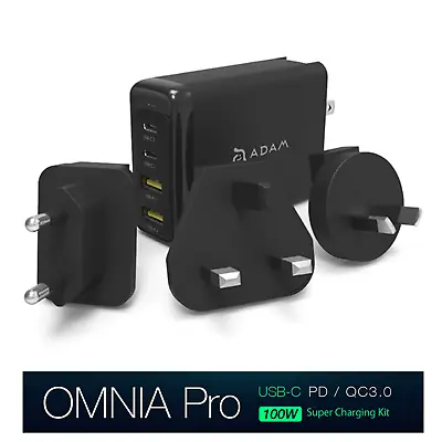 $78.29 • Buy Omnia Pro 100W Fast Power Charger Adaptor USB-C USB-A Black MacBook Laptop IPad