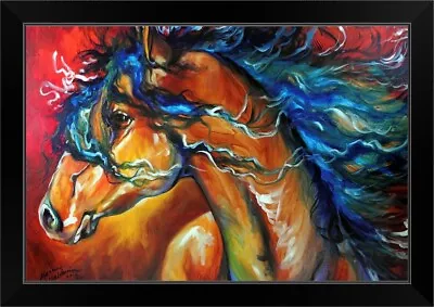 Red Thunder Indian War Horse Black Framed Wall Art Print Horse Home Decor • $84.99