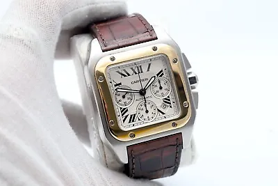 £6450 • Buy Cartier Santos 100 XL Chronograph Gold Bezel Automatic Watch 2740 Men's Watch