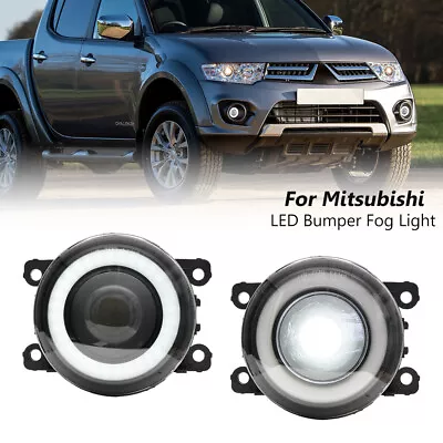 White LED Fog Light W/ Halo Ring DRL For Mitsubishi Eclipse L200 Pajero Sport • $63.99