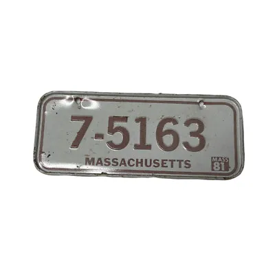 1981 Massachusetts 7-5163 Mini Bicycle Cereal Premium License Plate White Brown • $8.95
