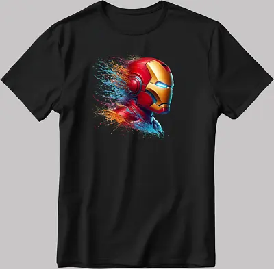 Iron Man Marvel Avengers Short Sleeve White-Black Men's / Women's T Shirt N502 • £11