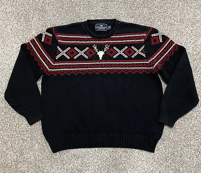 American Living Sweater Mens XXL 2XL Black Red White Deer Moose Antlers Grandpa • $18.99