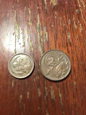 1977 Australia  1 And 2 Cent Coins Circulated • $2