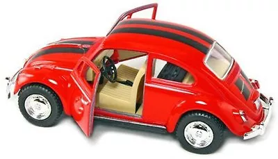 New Kinsmart Volkswagen Beetle VW Bug W/ Stripes Diecast Model Toy 1:32 Red • $8.98