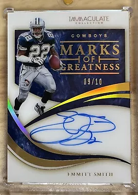 Emmitt Smith 2020 Immaculate Marks Of Greatness SSP /10 Auto Dallas Cowboys • $489