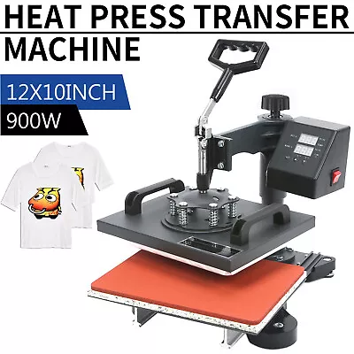 12X10in Transfer Sublimation T-Shirt Cap Plate Hat Heat Press Printing Machine • £98.99