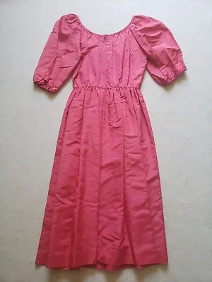 Vintage 80s Barbie Core Samuel Blue Puff Sleeve Neon Pink Dress Costume Cosplay  • $19.95