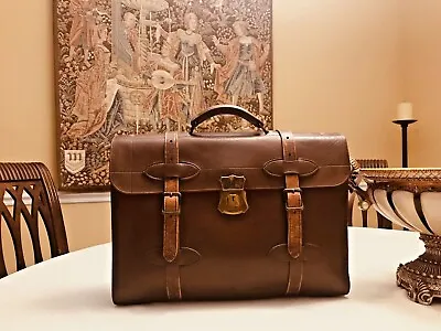 SCHELL BRAND  Double Belted  Leather Briefcase / Satchel / Portfolio - US Made • $299