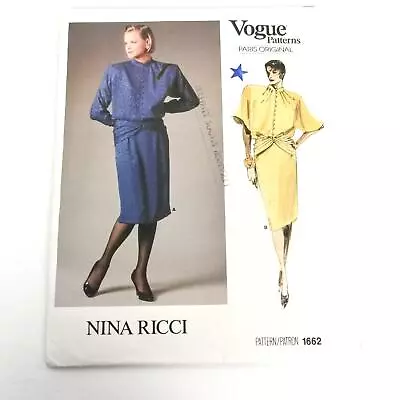 Vogue 1662 Pattern Nina Ricci Dress Size 8 Paris Original Vintage Uncut • $25.95