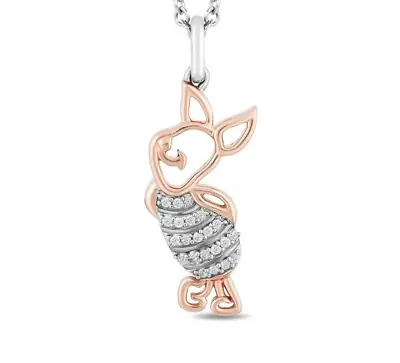 Piglet Winnie The Pooh Pendant Necklace 1.40Ct Cubic Zirconia 14K Rose Gold Over • $174.37