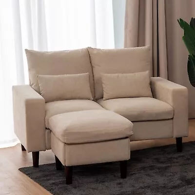 Modern 2 Seat Loveseat Sectional Sofa Couch With Ottoman For Bedroom Small Space • $239.99