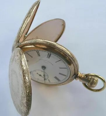 £2750 • Buy Waltham Full  Hunter  14K Gold Pocket Watch Serviced Working Perfect  Ref 988