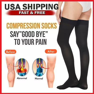 20-30mmHg Thigh High Compression Stockings Support Socks Edema Medical Grade-Ⅱ • $23.99