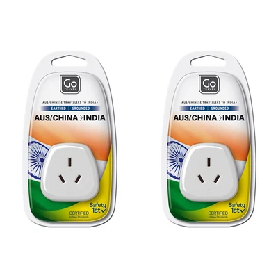 $36 • Buy 2x Go Travel AU/NZ/CHINA To INDIA Adapter 3 Pin Wall Power Plug Outlet Socket