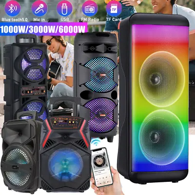 6000W Portable Bluetooth Speaker Sub Woofer Heavy Bass Sound System Party + Mic • £30.99