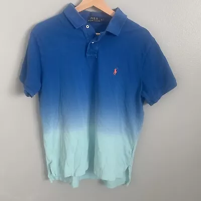 Polo Ralph Lauren Size Large Blue Aqua Ombre Faded Orange Pony Shirt Men’s • $26.75