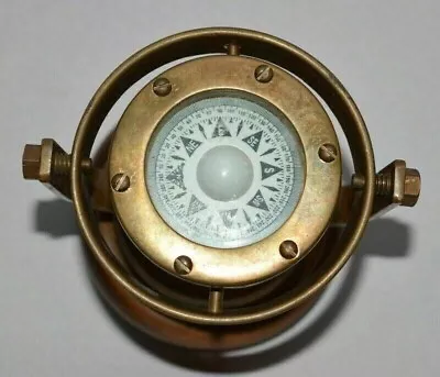 Marine Brass Nautical Gimbal Compass Vintage Ship's Binnacle Gimballed Compass. • £27.90