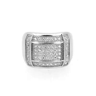 Stainless Steel 316 Pave Men's Square Shape CZ SET Pinky Ring • $21.50