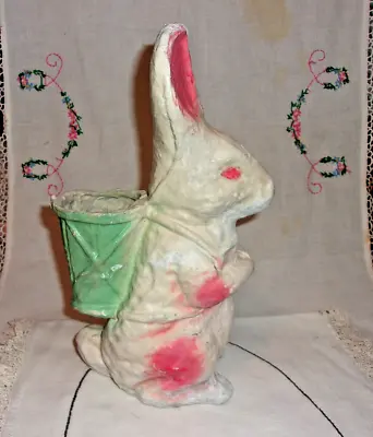 Vintage Paper Mache Easter Rabbit Candy Holder 11 Inches • $45