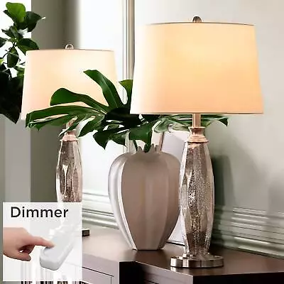 Carol Modern Table Lamps 28  Tall Set Of 2 Mercury Glass With Dimmers Bedroom • $145.93