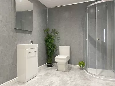 10 Grey Concrete Matt 5mm PVC Bathroom Cladding Plastic Shower Wet Wall Panels • £64