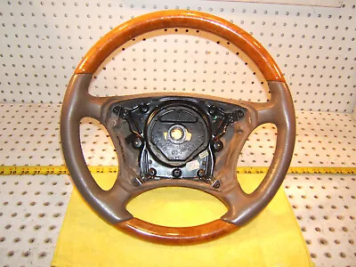 Mercedes 00-06 W215W220 Leather CHESTnut WOOD Biege Steering 1 WheelNO Bag • $279