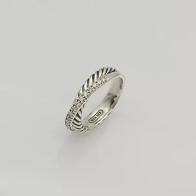 David Yurman 5MM Crossover Ring With Diamonds Size 8 Sterling Silver 925 • $214.01